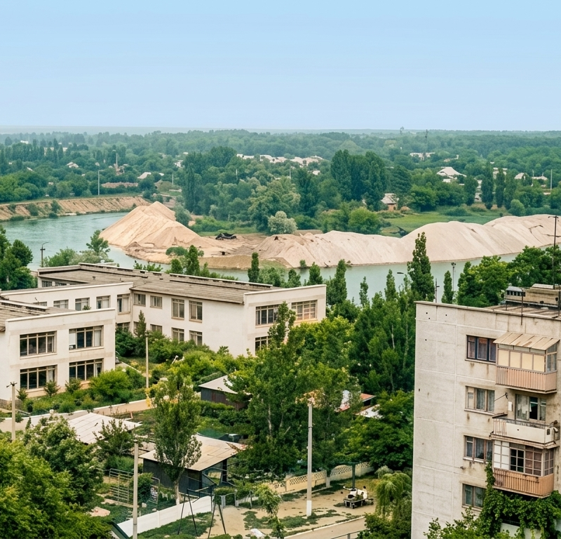 Огляд на острів з висоти будинку по Гетьманській 32, 1980-ті роки